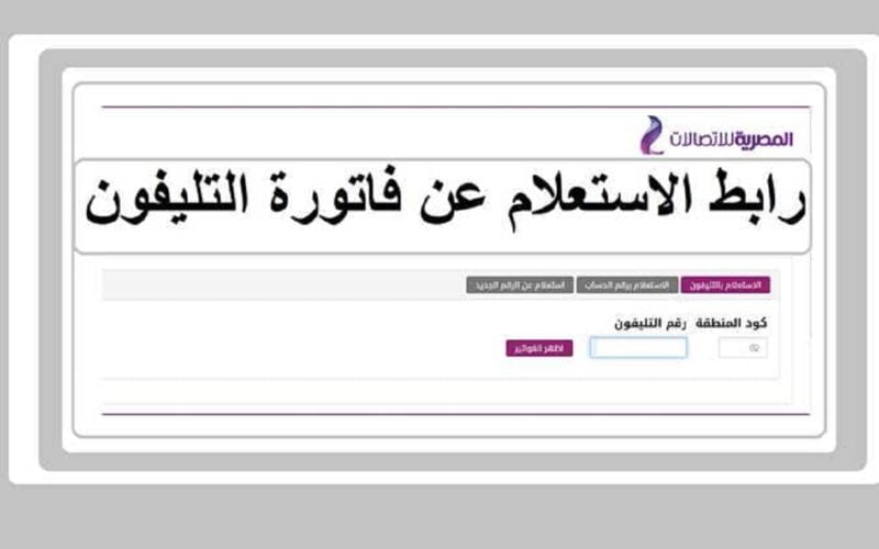 الاستعلام عن فاتورة التليفون الارضي عبر موقع الشركة المصرية للاتصالات te.eg