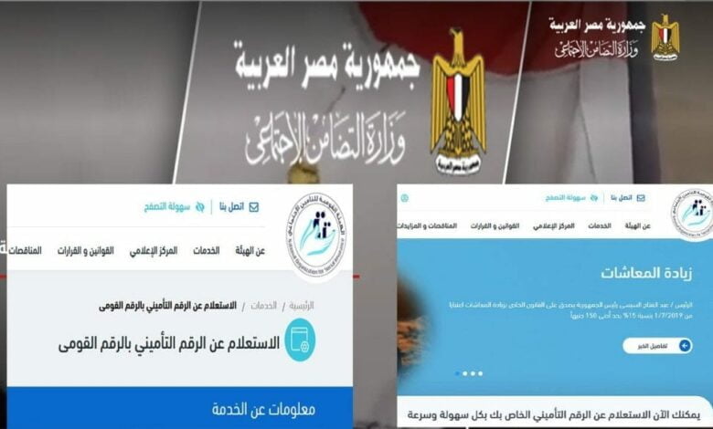 رابط الاستعلام عن قيمة المعاش بالرقم القومي للموظفين بجمهورية مصر العربية عبر موقع الهيئة القومية للتأمين