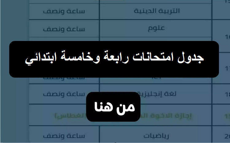 4, 5 إبتدائي.. جدول امتحانات الصف الرابع والخامس الإبتدائي الترم الاول 2023 المُعلن رسمياً من الوزارة