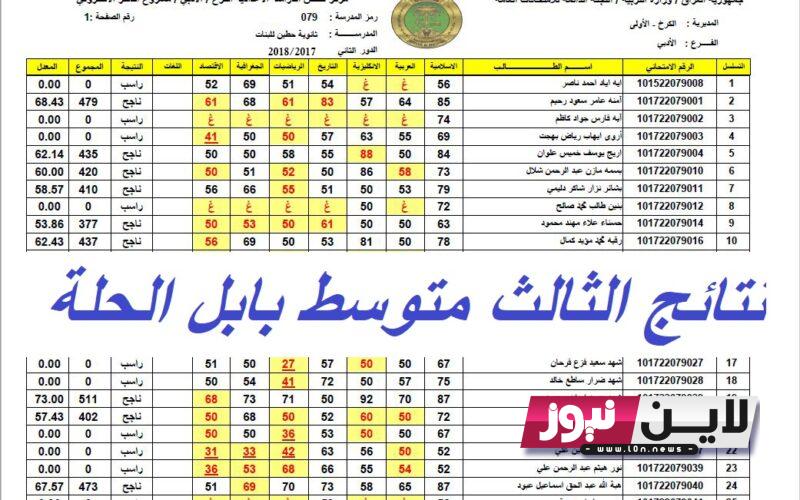 الان.. تابع نتائج الثالث متوسط بابل الحلة pdf الدور الأول عبر google drive