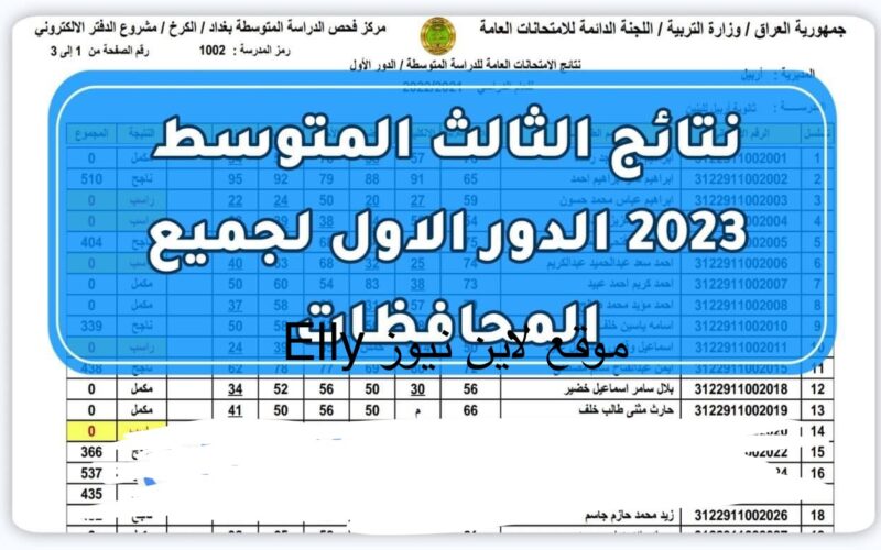 نتائج الثالث متوسط 2023 دور أول العراق الان عبر موقع نتائجنا results.mlazemna وموقع الوزارة رسميًا