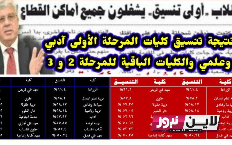 تنسيق الكليات 2024 علمى علوم بالنسب المقررة من الأعلى للجامعات