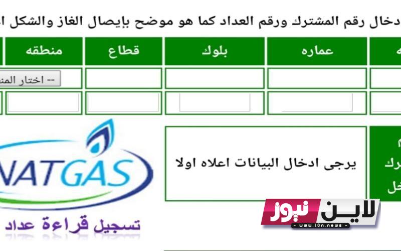 تسجيل قراءة عداد الغاز ناتجاس لشهر يوليو 2023 عبر الرابط الرسمي natgas.com.eg