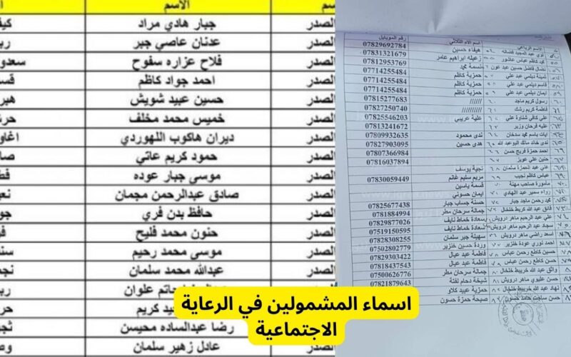 اسماء الرعاية الاجتماعية الوجبة الاخيرة التاسعة بالعراق وخطوات الاستعلام عبر منصة مظلتي