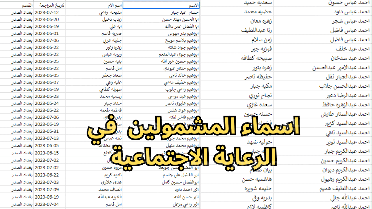 اسماء المشمولين في الرعاية الاجتماعية 2