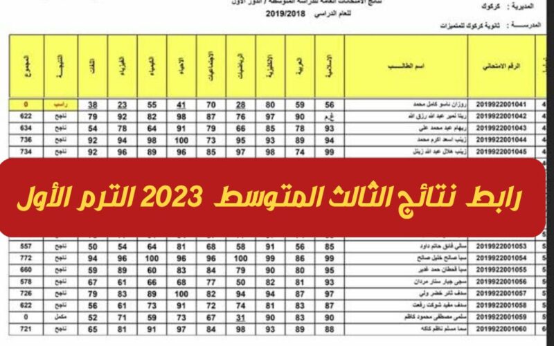 (شوكت تطلع هاي النتيجة) pdf 2023 بالدرجات {لينك} تحميل نتائج الثالث متوسط pdf 2023