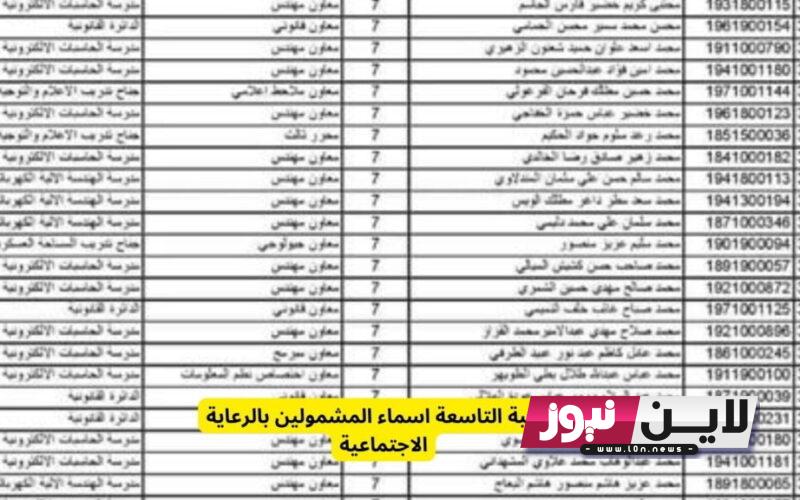 استخرج الان.. كشوفات اسماء الرعاية الاجتماعية الوجبة التاسعة pdf 2023 في عموم المحافظات عبر منصة مظلتي