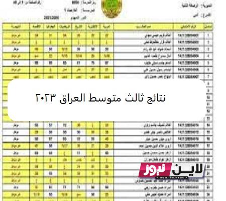 Iraq results: نتائج ثالث متوسط العراق 2023 الدور الاول بالاسم من خلال epedu.gov.iq