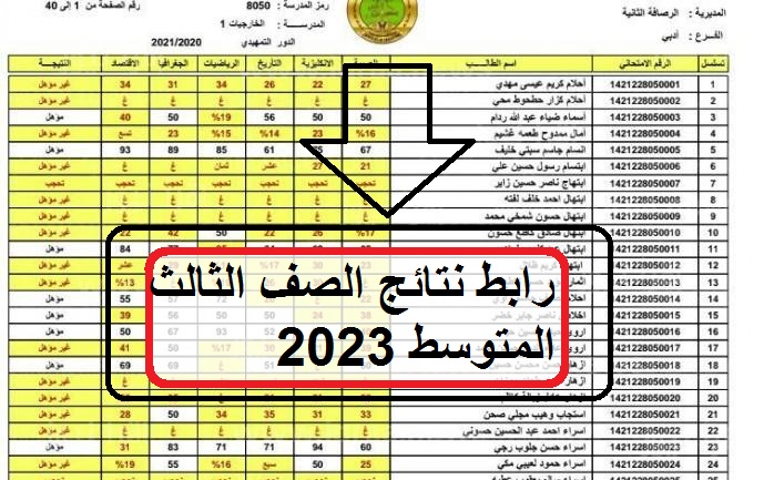 تنزيل موقع نتائجنا PDF رابط نتائج الصف الثالث المتوسط 2023 دور اول بالعراق مباشر على وزارة التربية العراقية