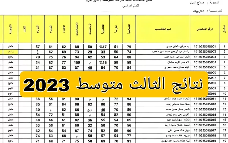 نتائج الثالث المتوسط الرصافة الثانية 2023 الدور الاول pdf عبر موقع نتائجنا