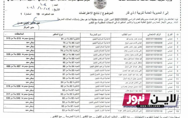 مُفعل الان.. رابط نتائج اعتراضات السادس الاعدادي 2023 الدور الاول بجميع المحافظات عبر موقع نتائجنا