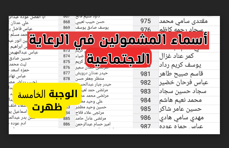 كشوف اسماء الرعاية الاجتماعية الوجبة الخامسة 2023 pdf جميع المشمولين براتب الرعاية الاجتماعية بغداد والمحافظات مظلتي متوفرة الآن N0oW