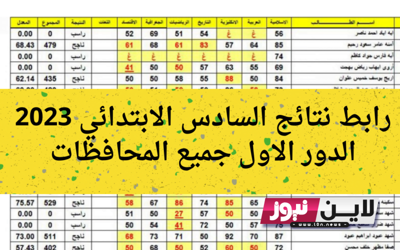 “رابط فعال” نتائج السادس الاعدادي 2023 نيسان الدور الاول علمي وادبي PDF من خلال موقع نتائجنا