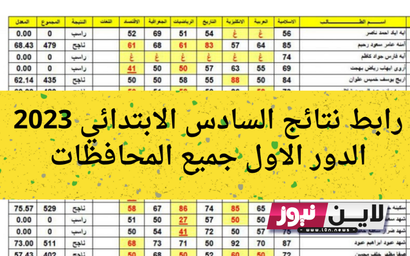 استخراج نتائج السادس الابتدائي 2023 الدور الثاني كركوك pdf برقم المقعد عبر موقع الوزارة