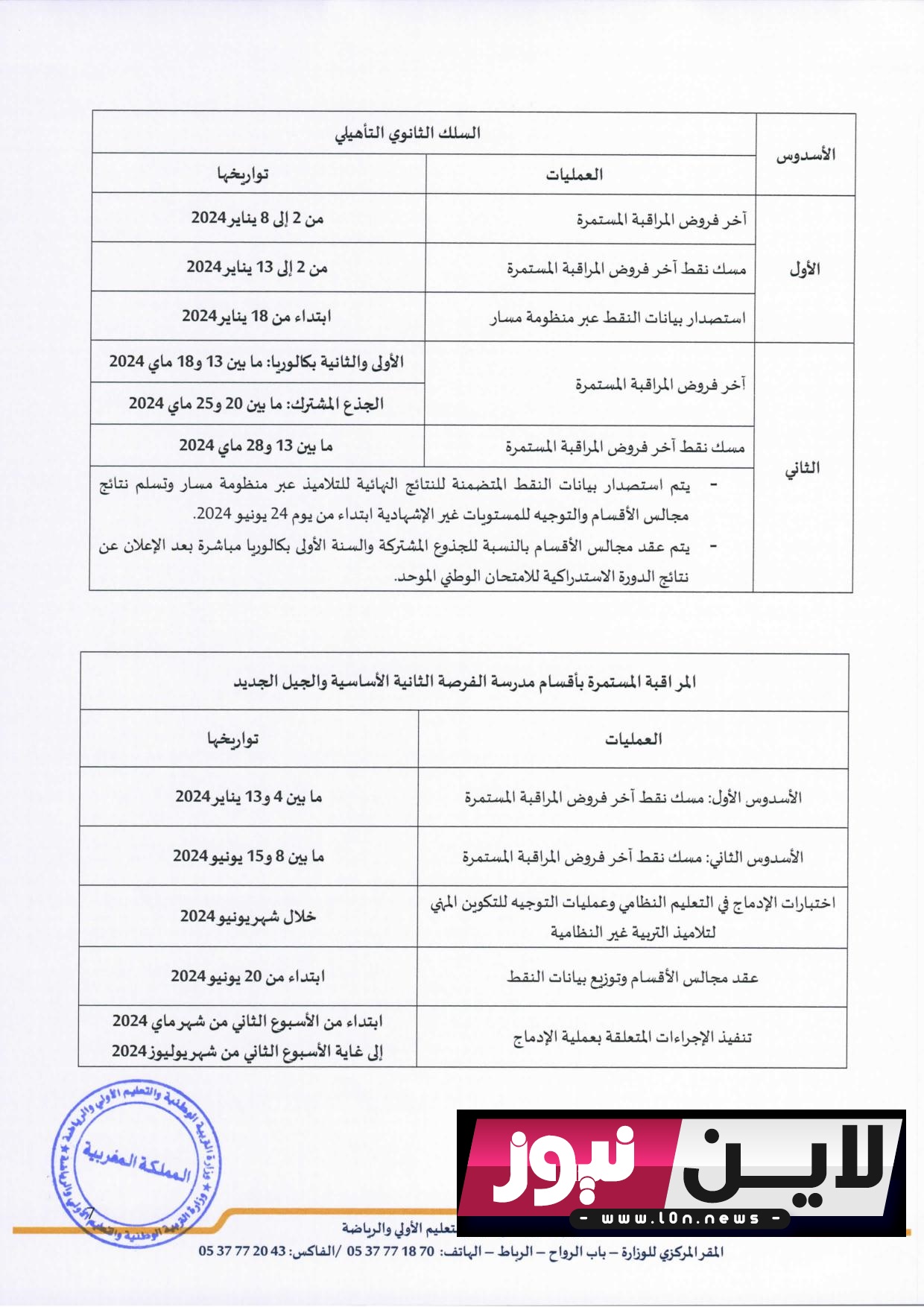 مقرر تنظيم السنة الدراسية 2023 2024 page 008