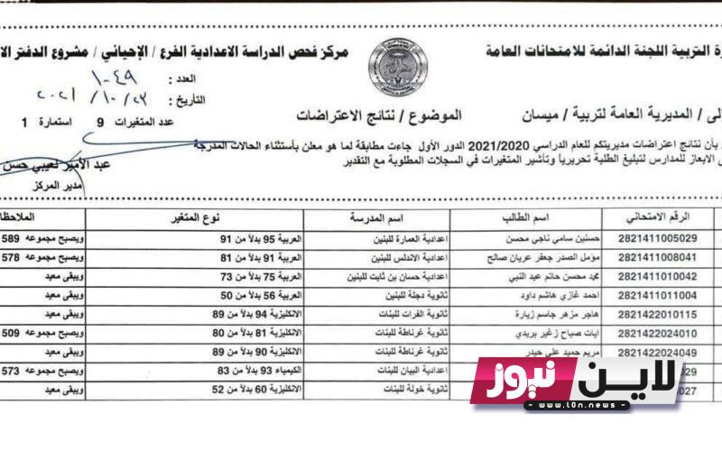 استعلم الان.. نتائج اعتراضات السادس الاعدادي 2023 الدور الاول بالرقم الامتحاني عبر موقع وزارة التربية العراقية