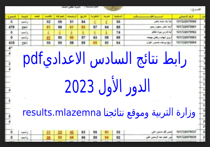 epedu.gov.iq رابط pdf نتائج السادس الاعدادي الدور الاول 2023 بالرقم الامتحاني موقع نتائجنا| نتائج السادس اعدادي ادبي وعلمي احيائي تطبيقي