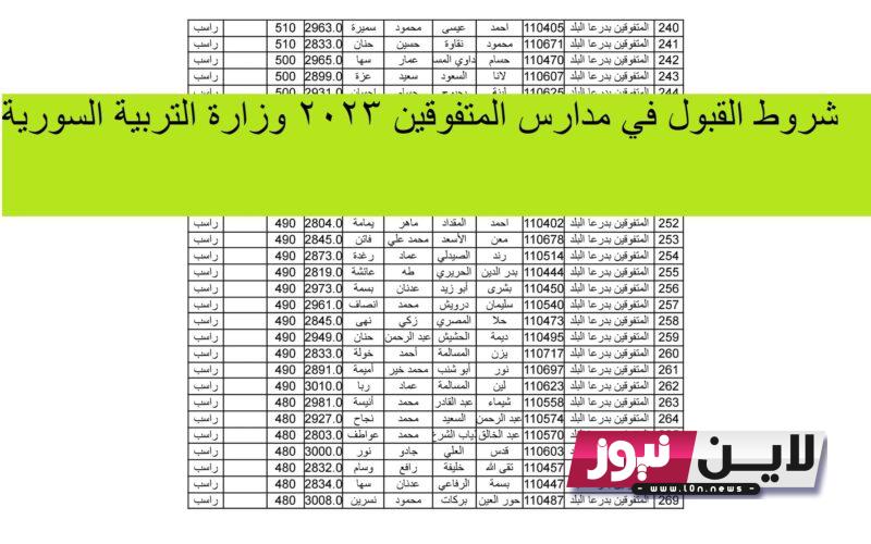 ننشُر شروط القبول في مدارس المتفوقين سوريا 2023 بعد التعديل وفق وزارة التربية السورية