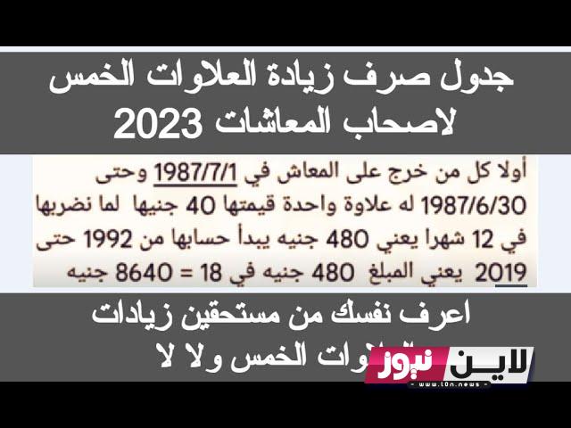 عاجل ورسميا.. جدول صرف زيادة العلاوات الخمس لاصحاب المعاشات 2023 رابط الاستعلام وشروط الاستحقاق