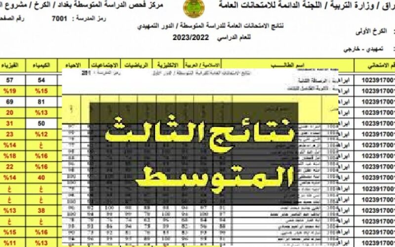 epedu.gov.iq رابط الاستعلام عن نتائج الصف الثالث المتوسط الدور الثاني في العراق 2023 pdf وزارة التربية العراقية