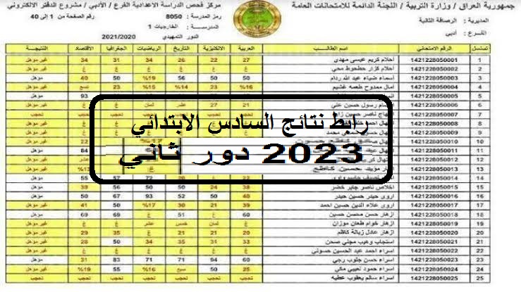 results رابط استخراج نتائج السادس الابتدائي 2023 دور ثاني الكرخ والرصافة من موقع نتائجنا pdf وزارة التربية العراقية