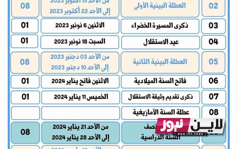 لائحة العطل 2024 بالمغرب.. تفاصيل لائحة العطل المدرسية وفقًا لوزارة التربية الوطنية بالمملكة المغربية