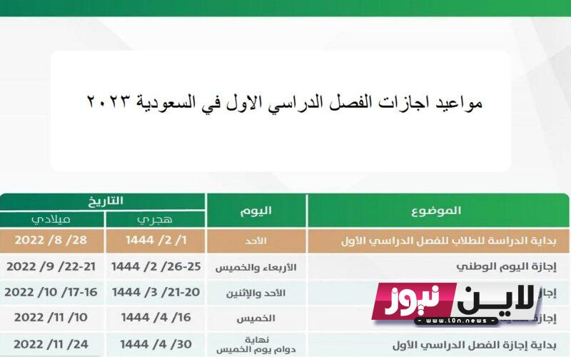 “عاجل الان”.. مواعيد اجازات الفصل الدراسي الاول في السعودية 2023 ومتى تبدأ اجازة اليوم الوطني 93