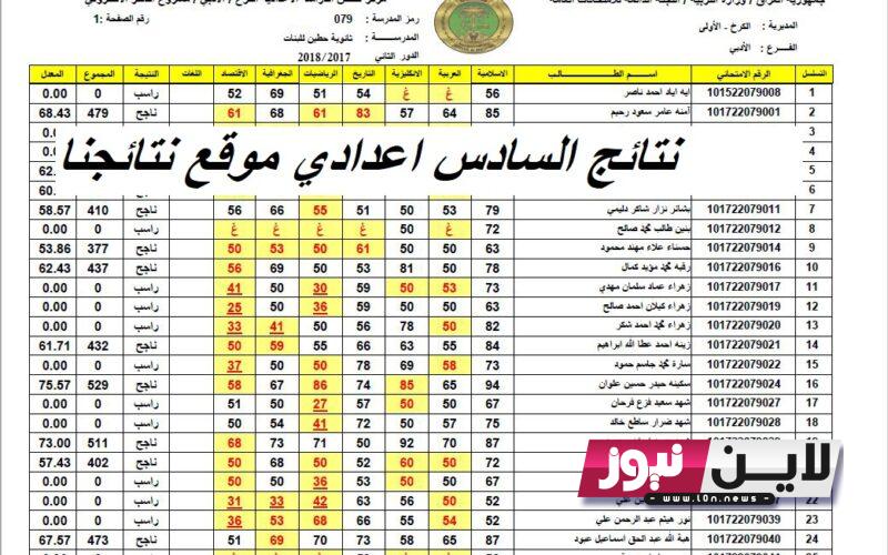 الان.. نتائج السادس اعدادي موقع نتائجنا 2023 الدور الثاني pdf جميع المحافظات عبر موقع وزارة التربية والتعليم العراقية epedu.gov.iq