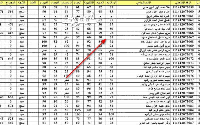 نتائج اعتراضات السادس الاعدادي الدور الثاني 2023 المثني – الرصافة