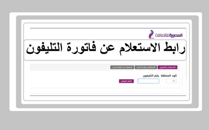 رابط الاستعلام عن فاتورة التليفون الأرضي بالرقم لشهر نوفمبر 2023 عبر مجموعة المصرية للاتصالات billing.te.eg وطرق سداد الفاتورة