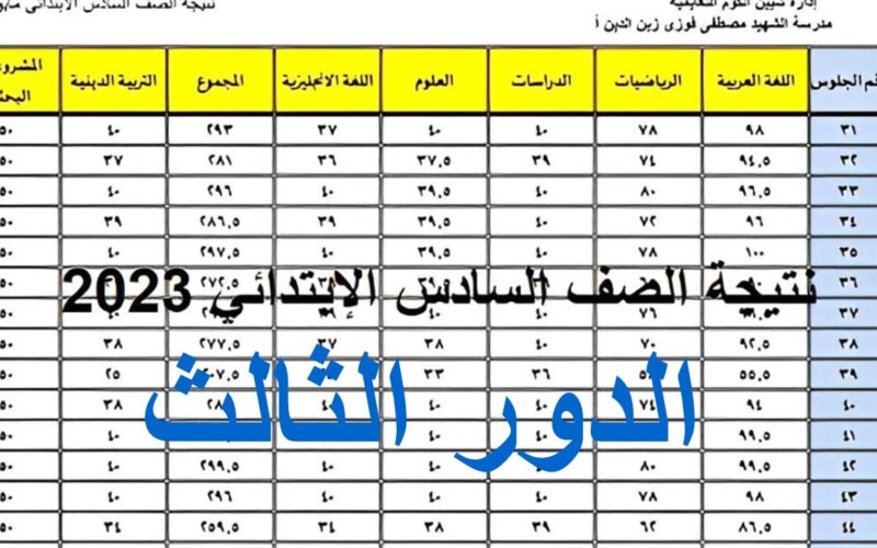 استعلام عن نتائج السادس الابتدائي الدور الثالث 2023 من موقع وزارة التربية والتعليم  العراقية برقم الامتحاني pdf